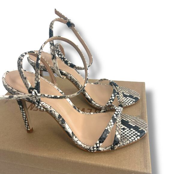 Steve Madden Snakeskin strappy heels size 6 ankle strap stiletto open toe dressy - Picture 7 of 10